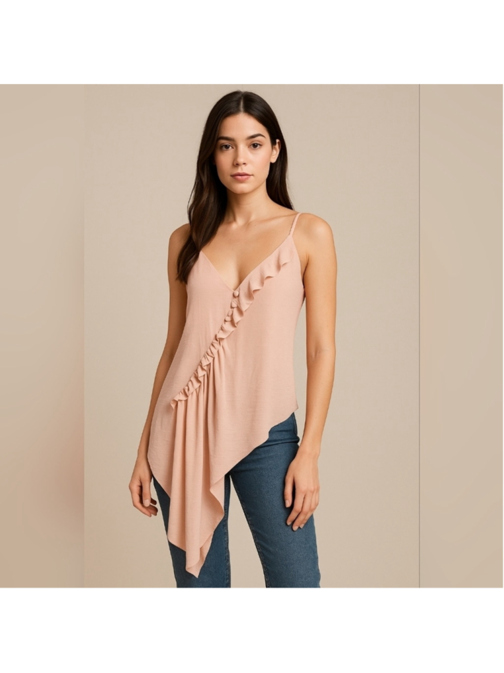 Asos Assymetrical Elegant Pink Ruffle Top